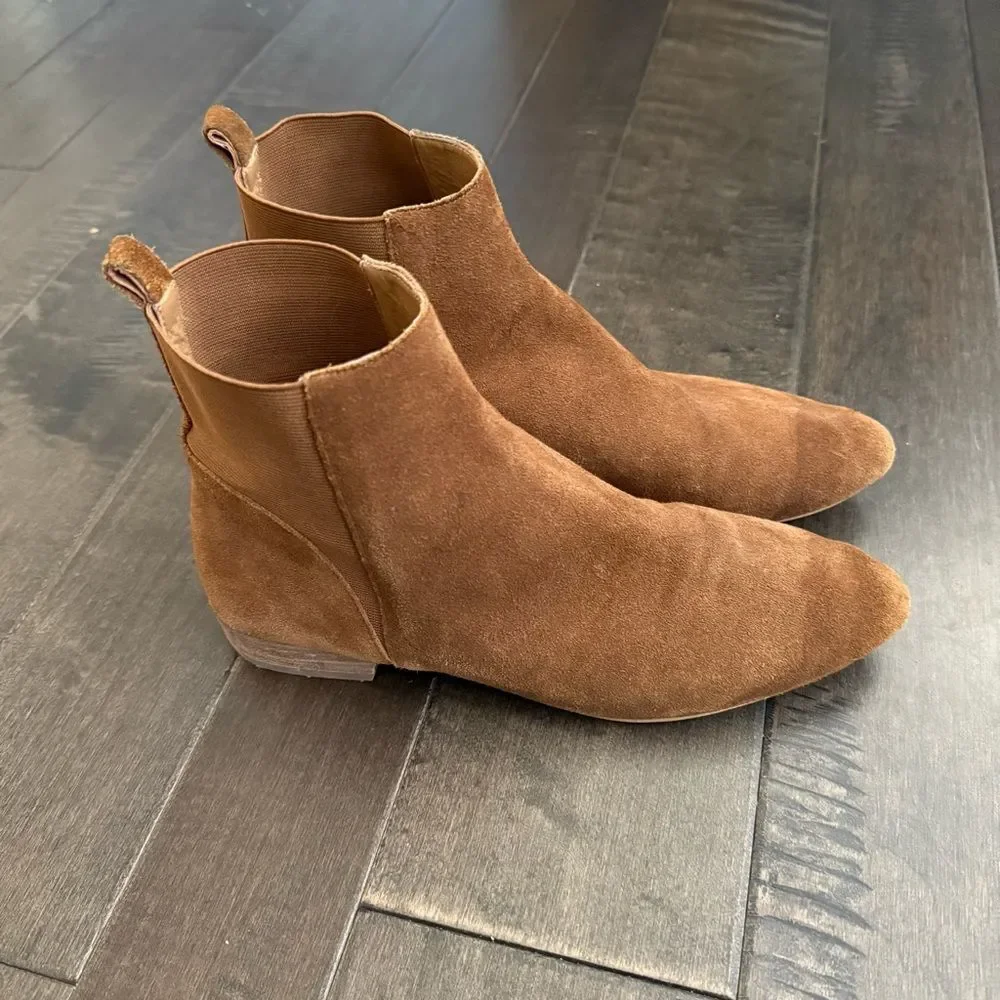 Lucky Brand Gleldo Leather Suede Ankle Boots Booties 9 Brown